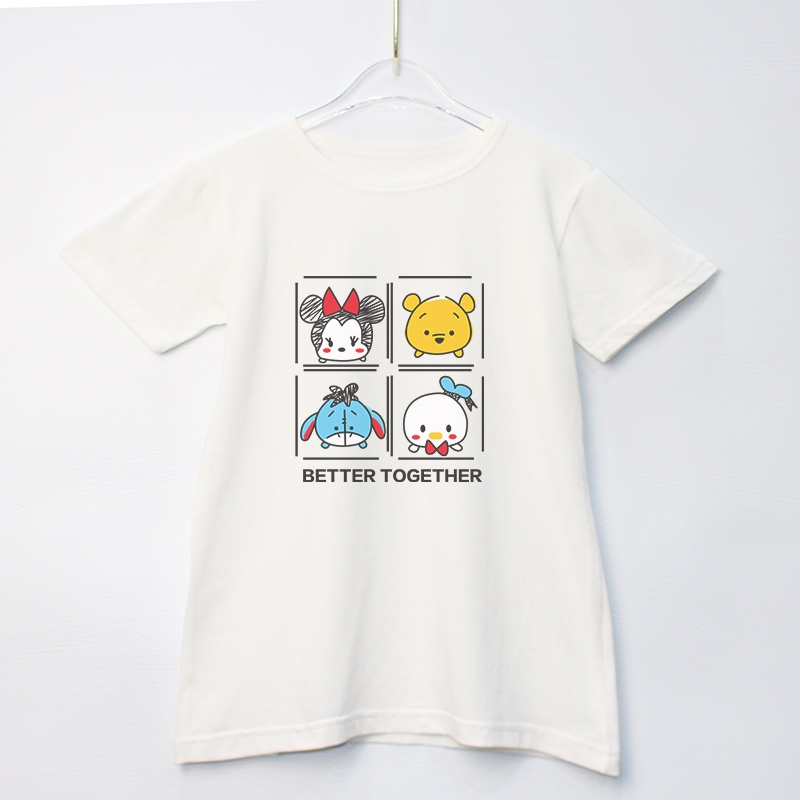 Áo thun cotton họa tiết hoạt hình xinh xắn cho bé gái