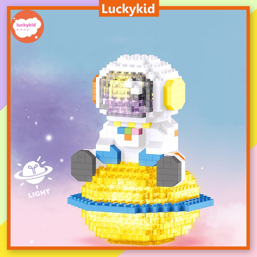 Lắp ráp xếp hình lắp ghép mô hình phi hành gia 3d mini cute có đèn phát sáng cho bé trai bé gái Luckykid