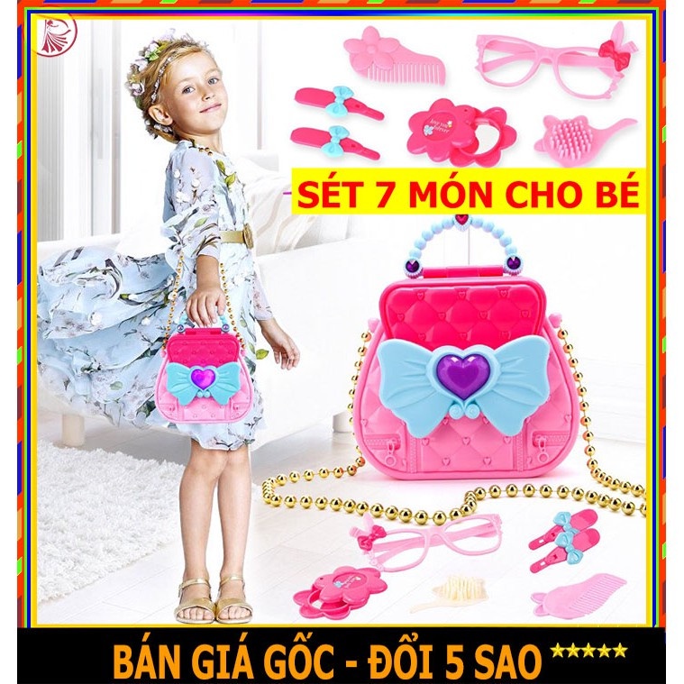 ❤️ MẪU MỚI - GIÁ SỈ ❤️ COMBO 7MÓN - Túi Xách Đựng Đồ Trang Điểm Kiểu Công Chúa Dễ Thương Cho Bé Gái CÓ ĐÈN PHÁT SÁNG M01