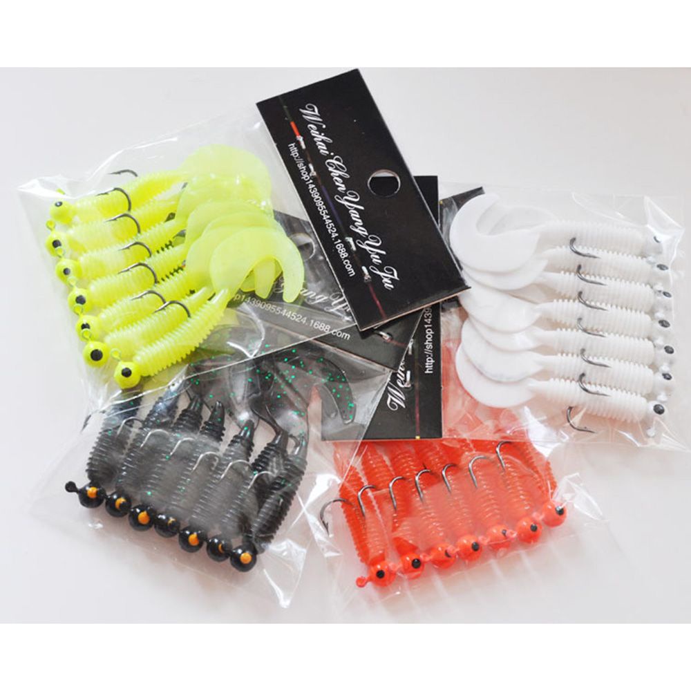 MUVAKO Set 7 mồi câu cá giả bằng cao su mềm 3.2g nhiều màu sắc tuỳ chọn
