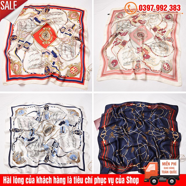 Khăn Bandana Vuông To 70x70 cm Lụa Satin Choàng Cổ, Quàng Cổ, Buộc Tóc, Làm Áo Thanh Lịch