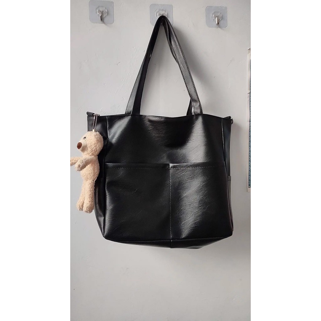Túi tote da nhám đeo vai tặng kèm gấu xinh P083