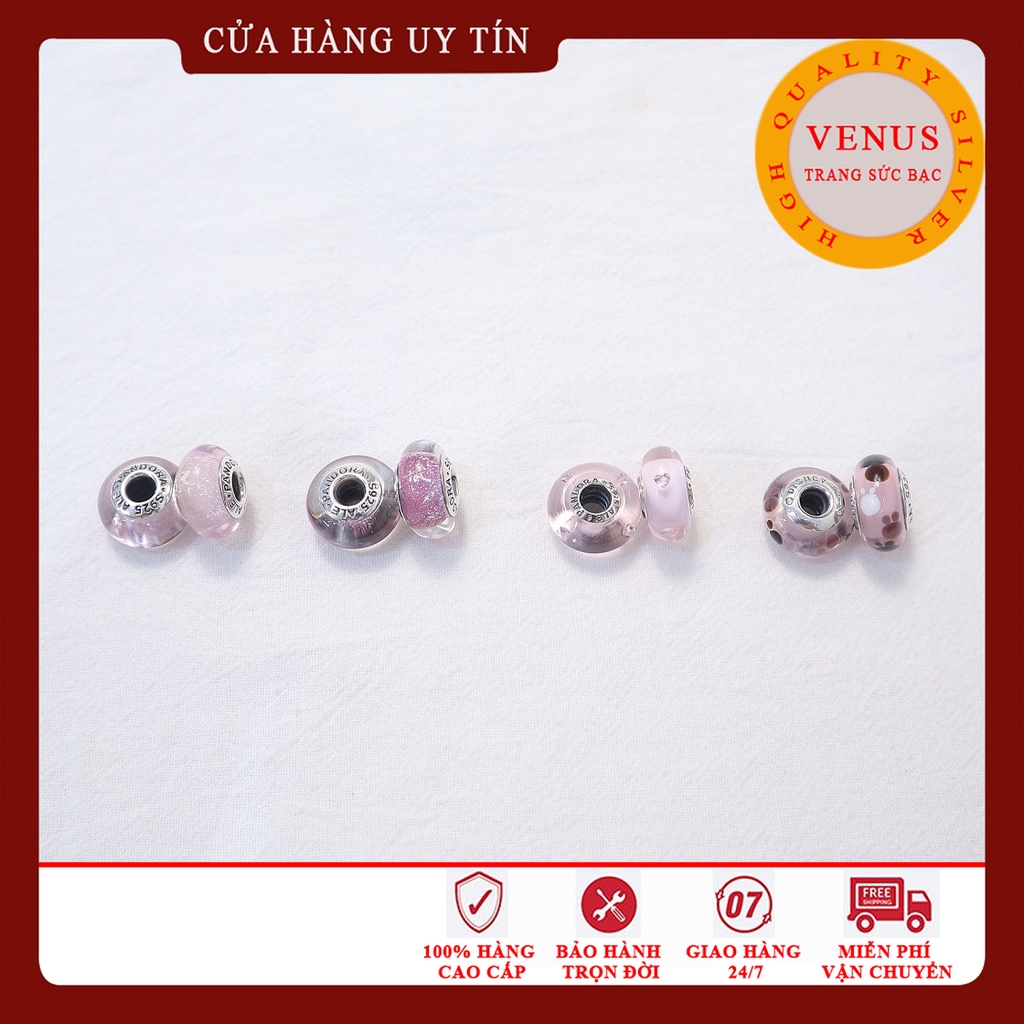 [Charm bạc 925 cao cấp] Charm glass hồng- Mã sản phẩm VENUSG8