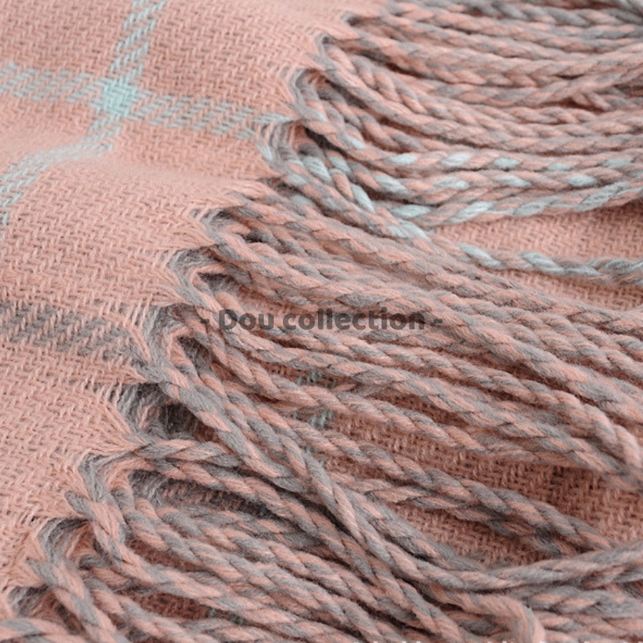 [Nowship2h] Khăn len cashmere choàng cổ nam nữ dày cao cấp họa tiết caro thời trang thu đông - 60x180cm - Mã LN025