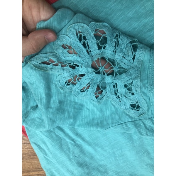 Áo thun cotton xước chất dày mịn, tay phối ren vnxk