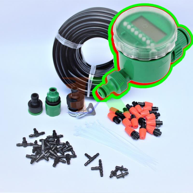 Bộ Kit 16 Đầu phun sương 10lit đầy đủ + Van nước hẹn giờ FUJIN TX-DIY-045, Bộ tưới vườn, hoa lan, rau tự lắp DIY