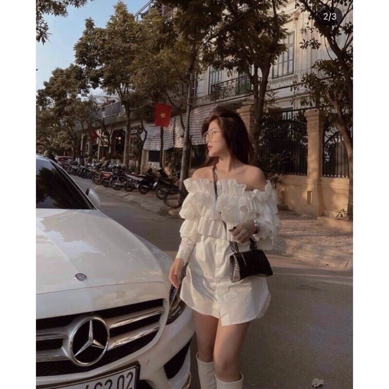 Áo sơ mi ly 2 tầng dáng suông tiểu thư_012 babydoll chất đẹp mầu trắng, đen xiao shop