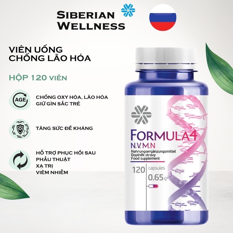 Viên uống hỗ trợ sức khỏe Siberian Wellness Formula 4 Novomin lọ 120 viên của Nga - chính hãng