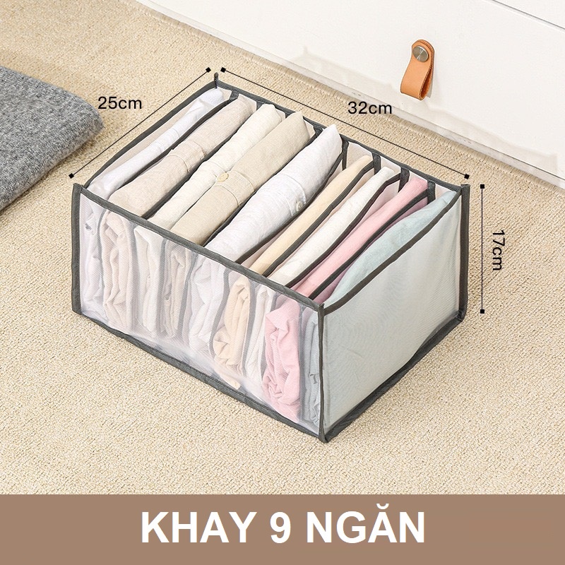 Hộp đựng đồ lót quần áo chia ngăn, khay vải lưới sắp xếp tủ quần áo gọn gàng 88308