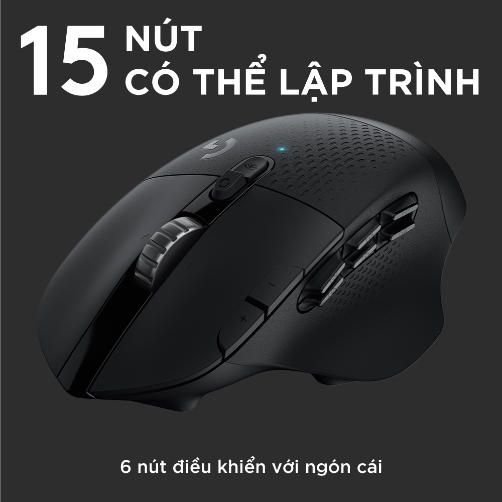 Chuột game không dây Logitech G604 - Cảm biến 25k, 15 nút lập trình, Bluetooth/USB