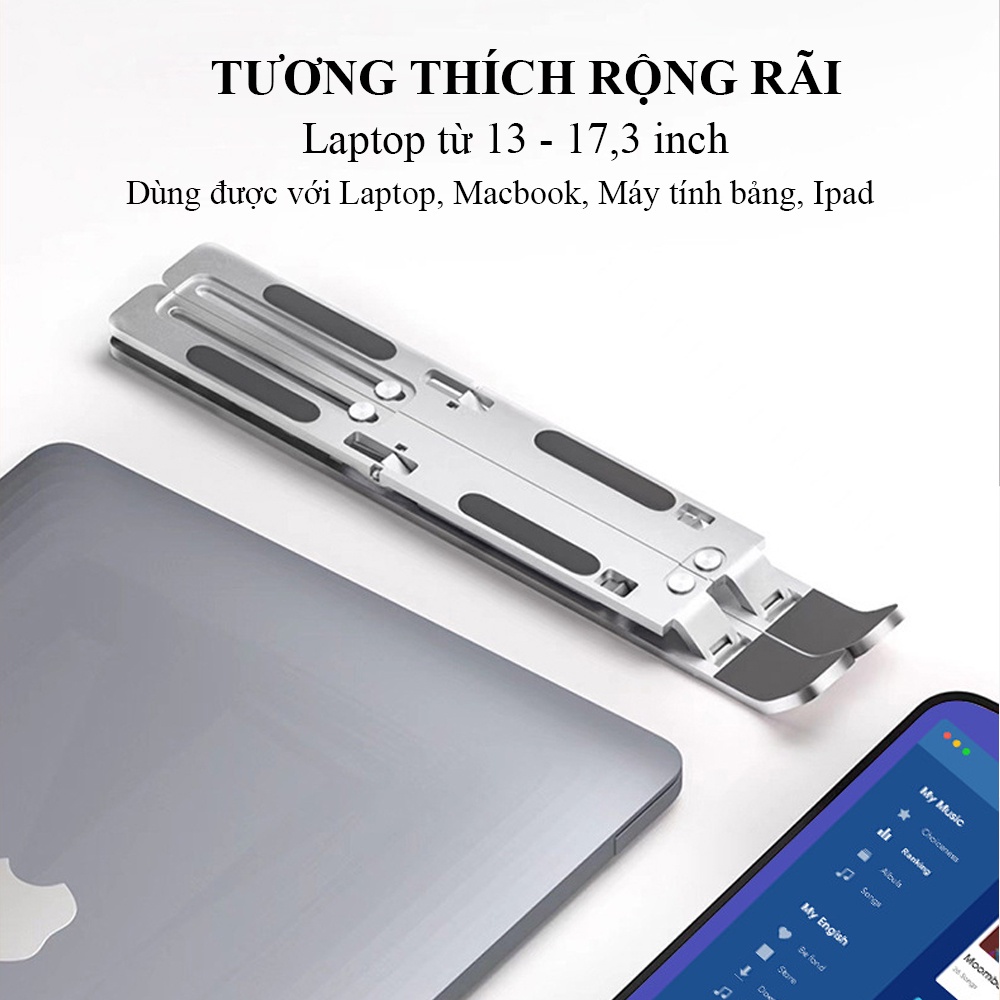 Giá Đỡ Laptop POERMAX GD01 Làm Từ Hợp Kim Nhôm Dễ Dàng Gấp Gọn Điều Chỉnh Độ Cao Có Chống Trượt Và Có Túi Đi Kèm