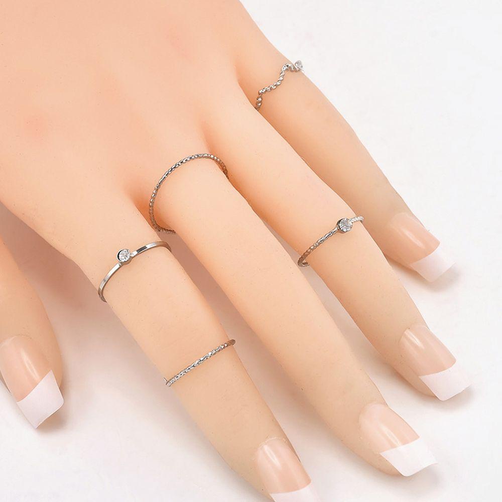 JARRED Set 5 Nhẫn Đeo Khớp Ngón Tay Đính Đá Dễ Thương Cho Nữ