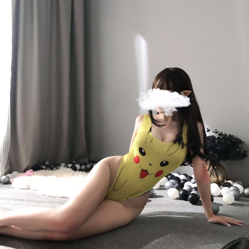 Có sẵn Hàng hot Bodysuit in hình Anime pikachu, mặt cười dễ thương sexy quyến rũ