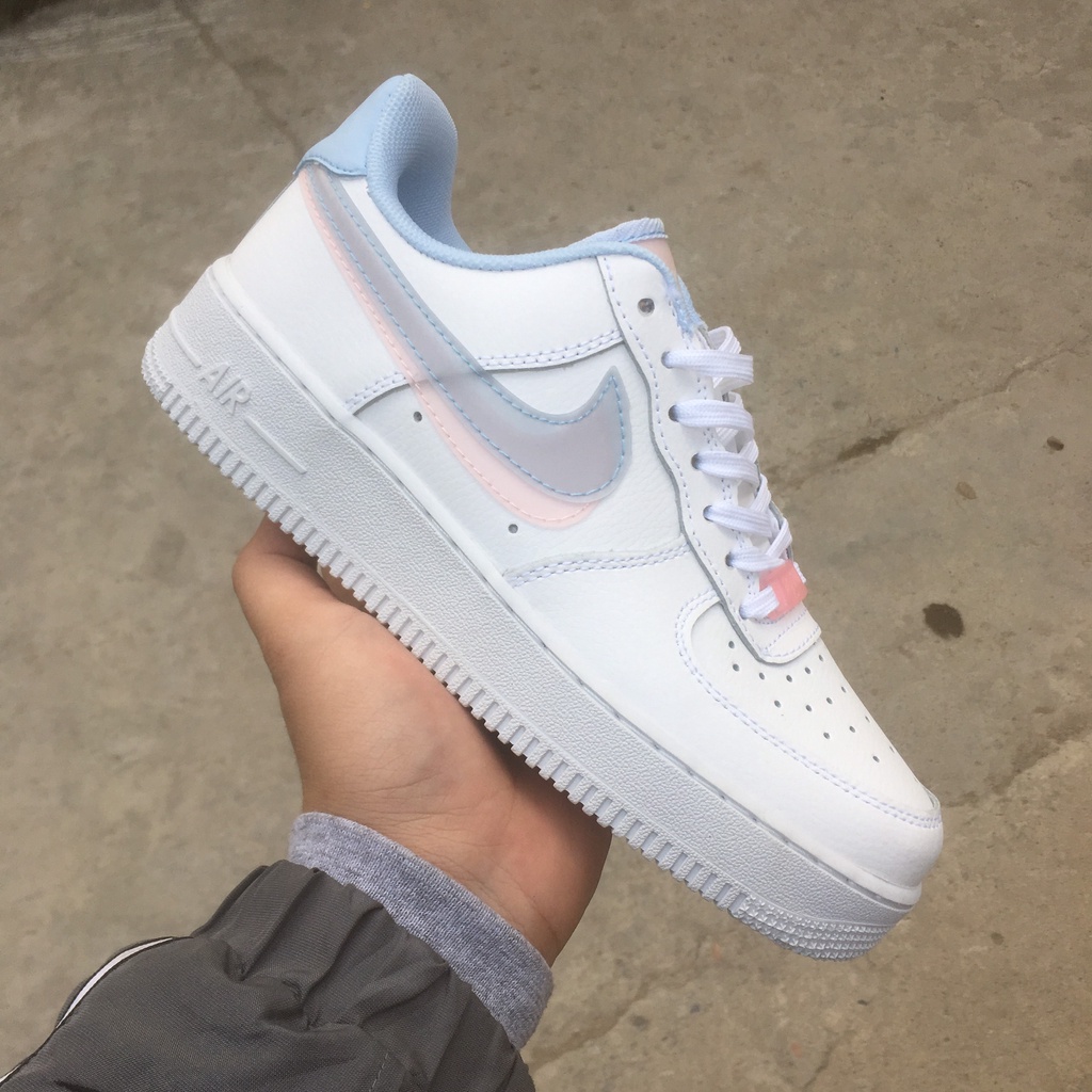 &gt;ẢNH THẬT-HÀNG THẬT&lt; Giày sneaker AF1 trắng vạch tím hồng dành cho nữ