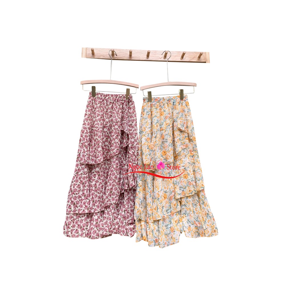 Chân Váy Hoa Nhí Vintage Xếp Tầng Nhiều Màu