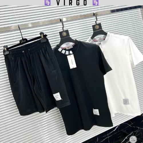 Bộ quần áo mùa hè cổ tròn ngắn tay dành cho nam thom browne họa tiết độc đáo (ảnh thật)