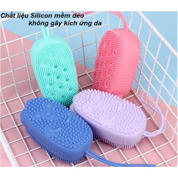 Chuột bông tắm silicon tạo bọt massage, tẩy da chết 2 mặt