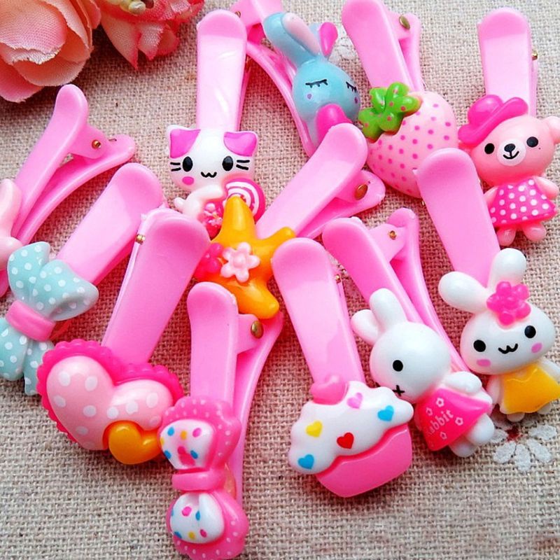 Kẹp tóc cao su co giãn in họa tiết hoạt hình dễ thương cho bé gái