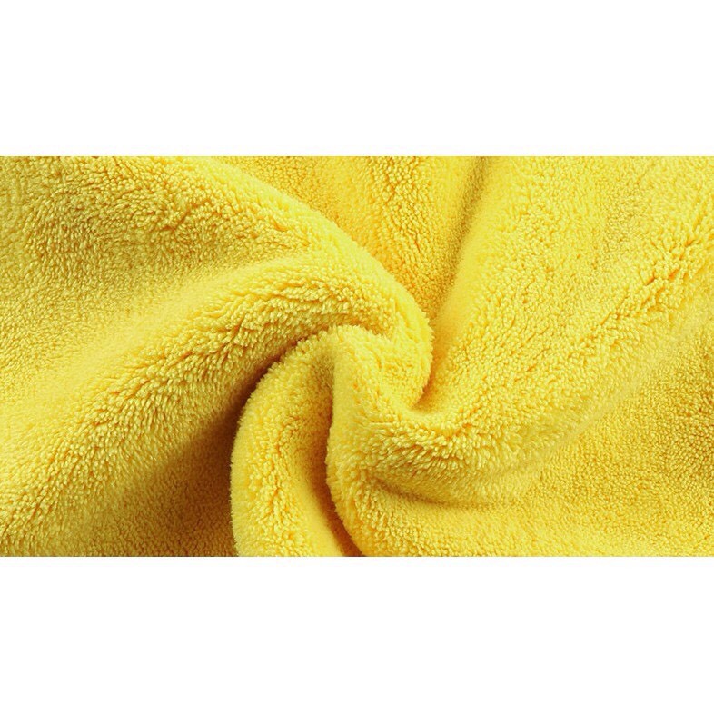 Khăn microfiber 2 măt siêu dày Xám - Vàng thấm nước tốt lau ô tô chuyên dụng