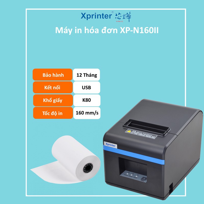 Máy in hóa đơn Xprinter XP-N160II-W ( USB + WIFI ) máy mới hàng chính hãng in qua điện thoại máy tính bảng giá rẻ