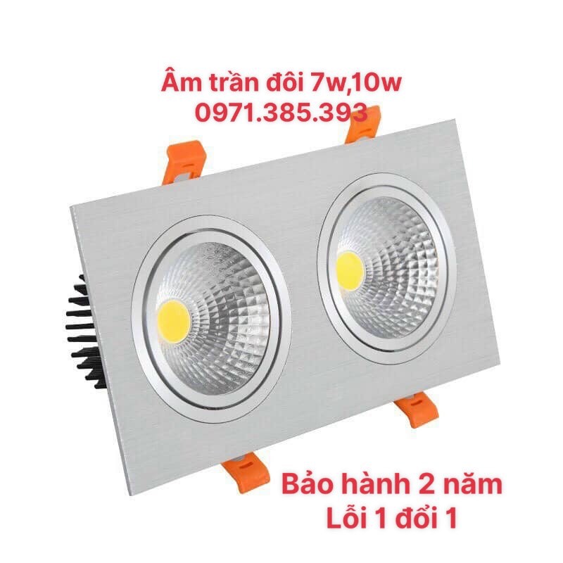 Đèn led âm trần đôi 2x10w và 2x12w vỏ đen vỏ trắng chíp leds bridgelux xịn