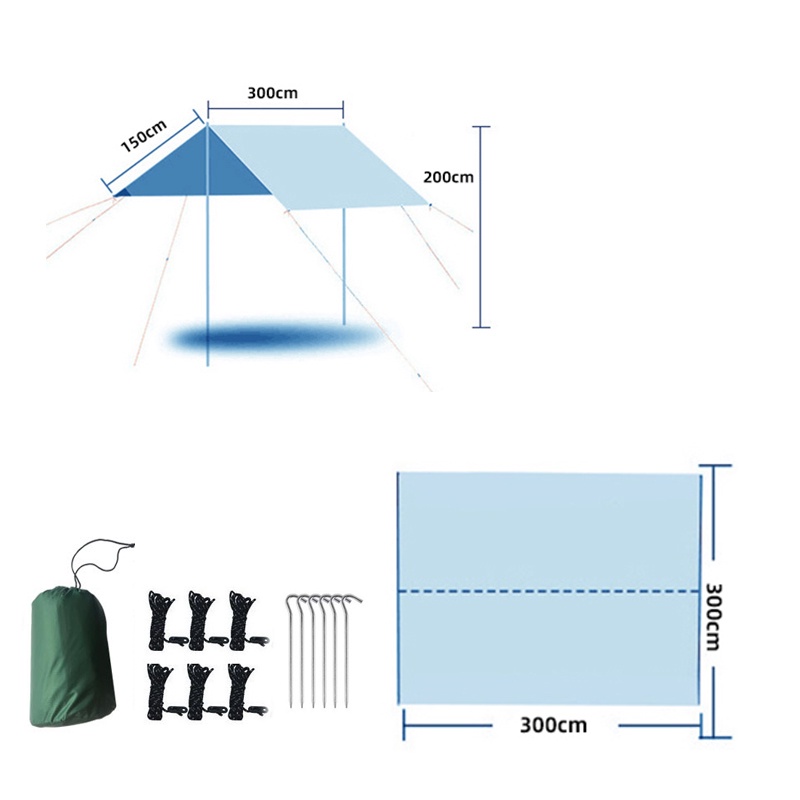 Tấm Bạt 3x3m Tăng Mái Che Lều Cắm Trại Dã Ngoại Chống Nước - Tăng Lều Dã Ngoại, Chống Nắng