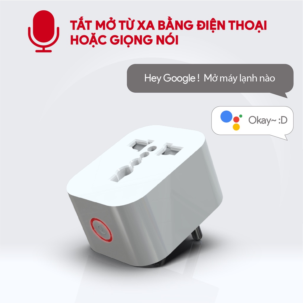 Ổ cắm/phích cắm thông minh wifi Điện Quang, bật/tắt từ xa, hẹn giờ tự động, điều kiển giọng nói. BH 1 đổi 1