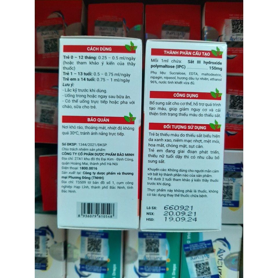 Bộ 3 AVISURE KID Sắt Safoli - Avisure D3 Mk7 - Smart Kid DHA cho bé cao lớn thông minh