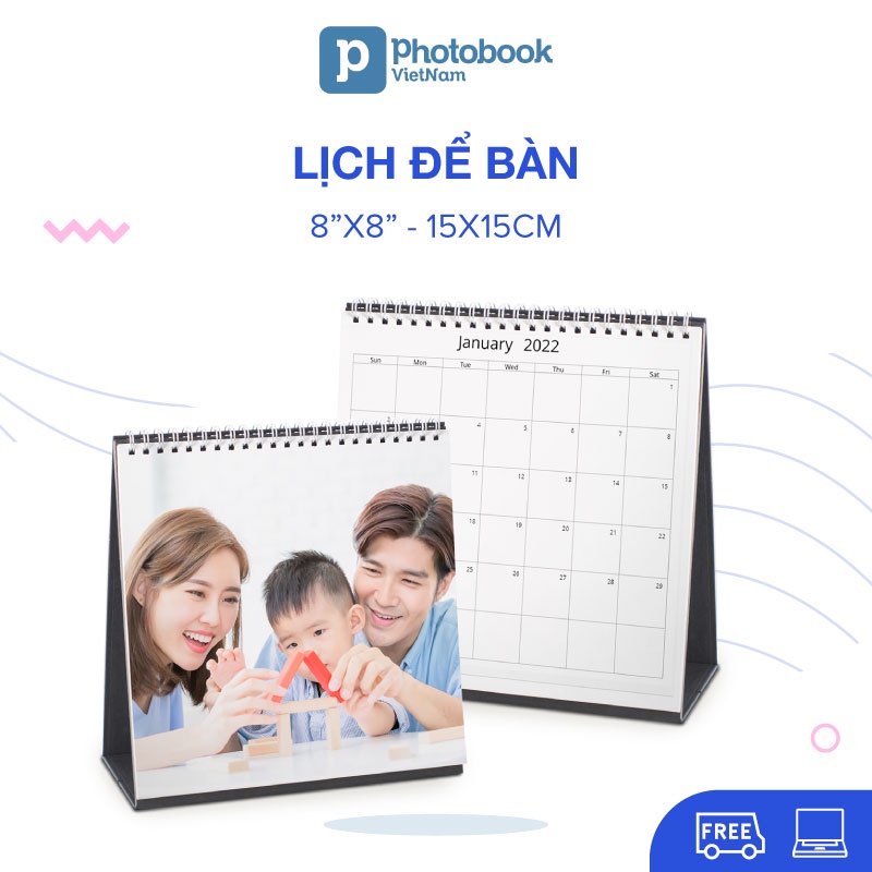 In lịch để bàn trang trí phòng ngủ theo yêu cầu 20 x 20cm - Thiết kế trên web Photobook
