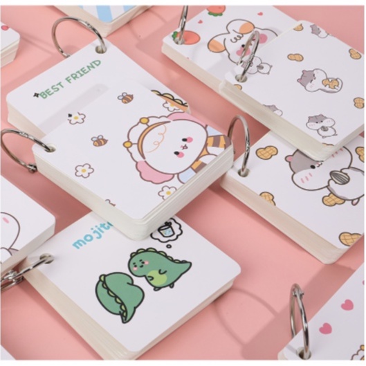 Flashcard Học Từ Vựng Vuông Hình Con Vật Cute ( 80 tờ) Nhiều mẫu