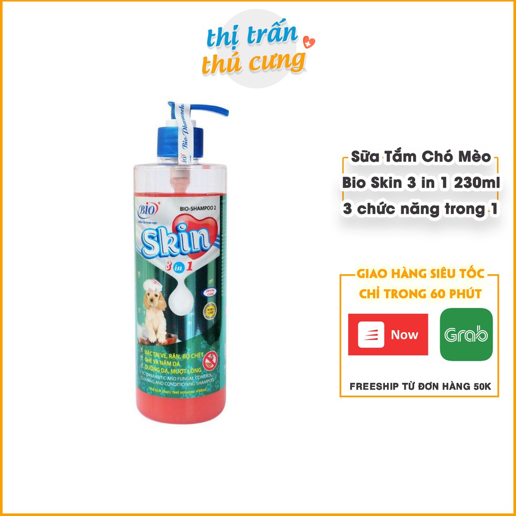 SữaTắm BIO-SKIN 3in1 Cho Thú Cưng Bị Viêm Da, Khử Mùi, Mượt Lông 230ml