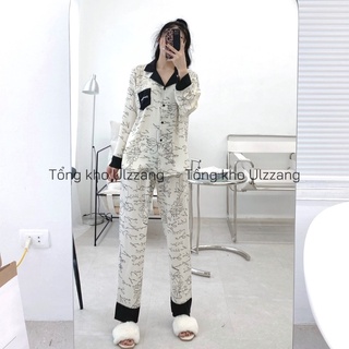 Bộ Pijama Lụa Hạc Dài Tay Chất Lụa Cao Cấp Mềm Mịn Mát