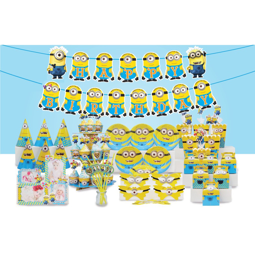 Set Mega trang trí sinh nhật đầy đủ (chủ đề Minion)