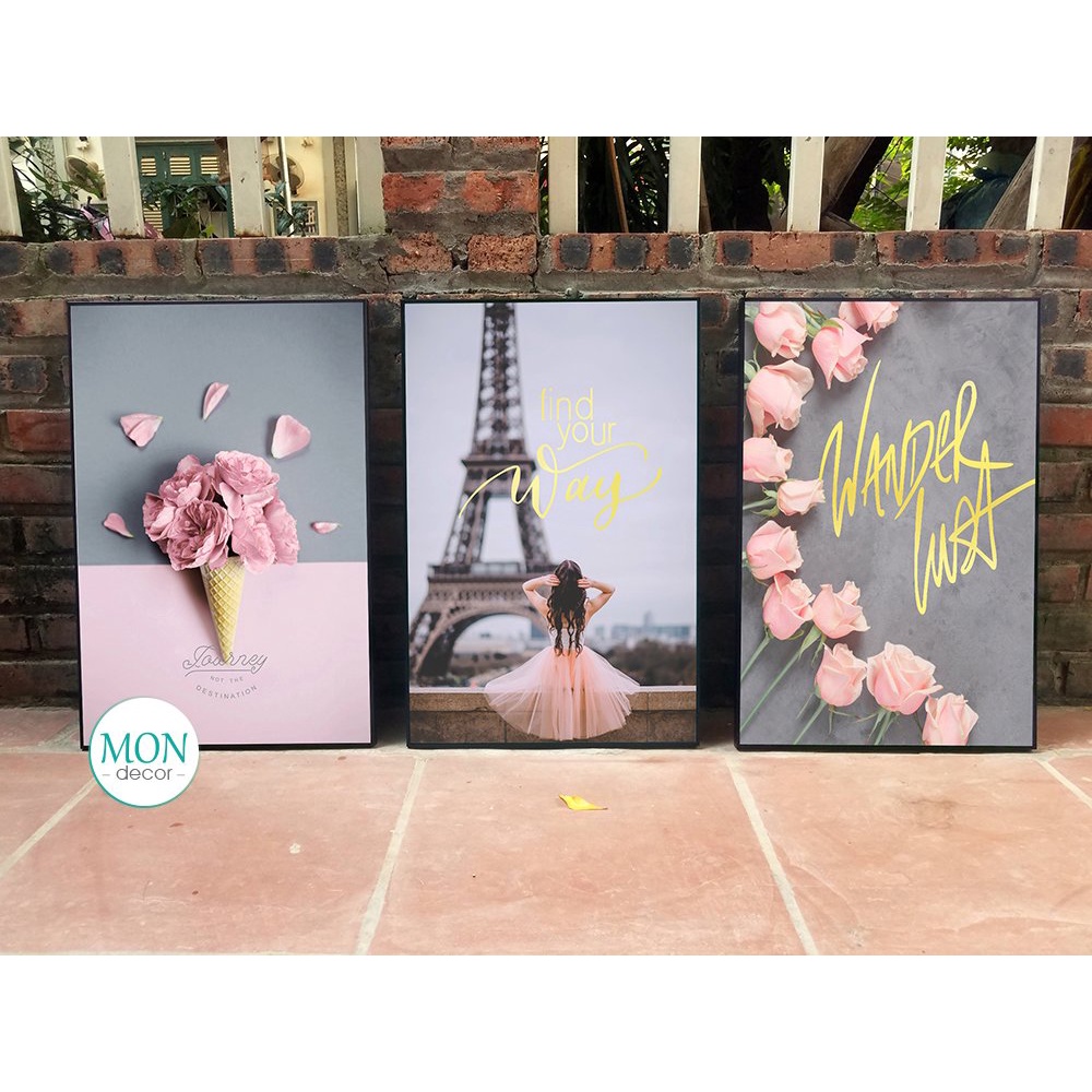 Tranh treo phòng khách, tranh treo phòng trang trí Mon'decor 🌻 3 bức Siêu to 🌻 khung nổi siêu bền