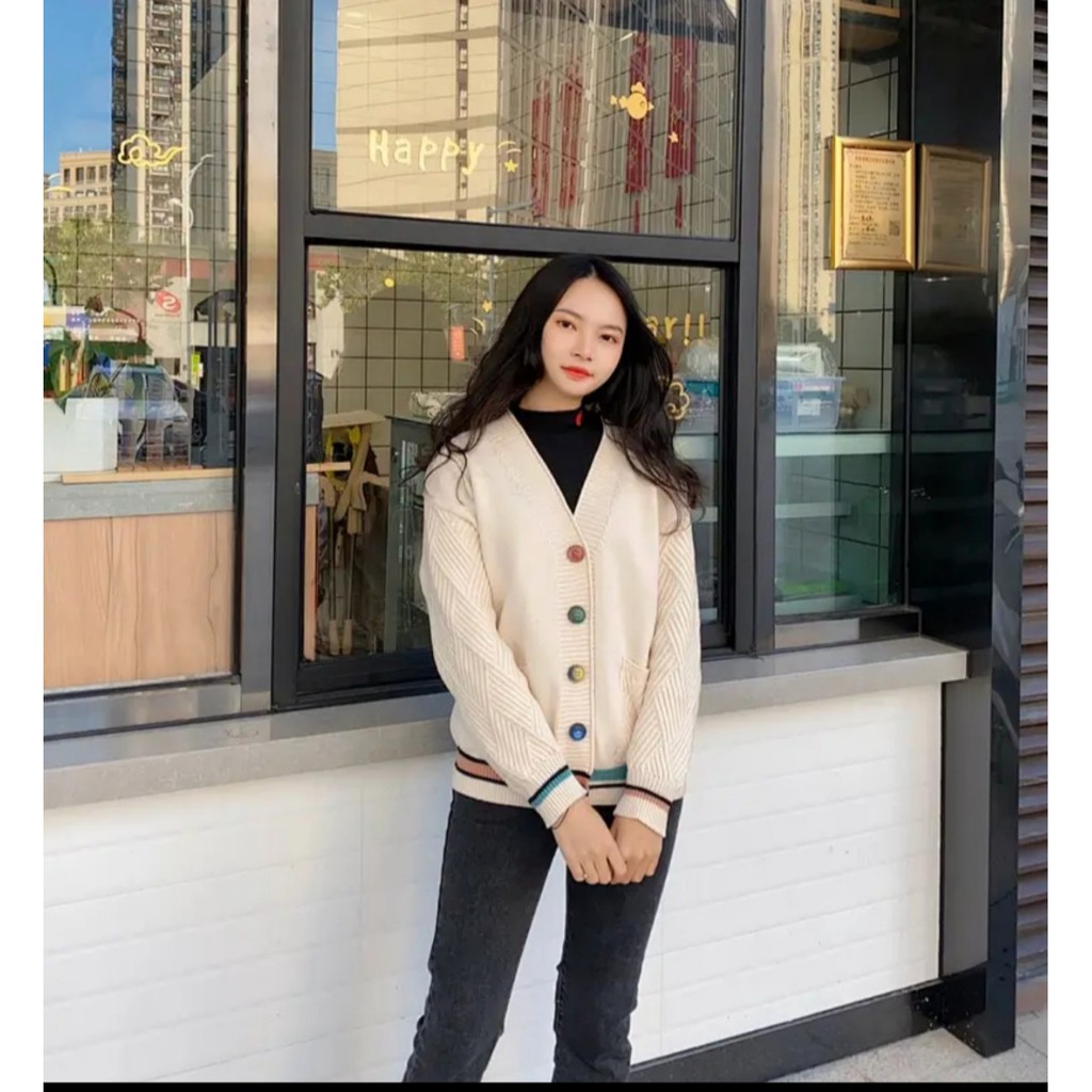 [Mua 1 tặng 1 ] Áo khoác len 💖 có sẵn 💖 Áo len cardigan có túi phối nút cực xinh 2020 - Tặng 5 bao lì xì hoạt hình | BigBuy360 - bigbuy360.vn