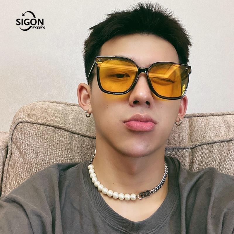 Kính Mát Màu Vàng Trong Suốt Chống Tia UV Thời Trang Cho Nam Nữ