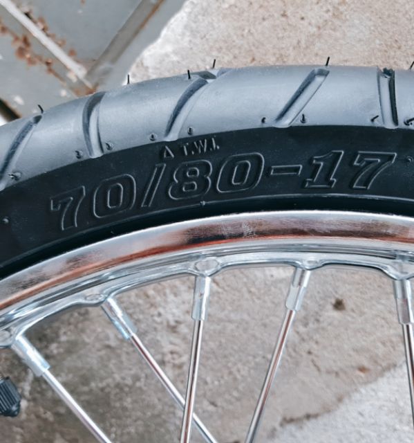 Bánh căm EXCITER 150 căm đùm mạ crom full vỏ ruột BLAZETECH 70/80 kèm đĩa và ốc titan trước sau gắn như zin