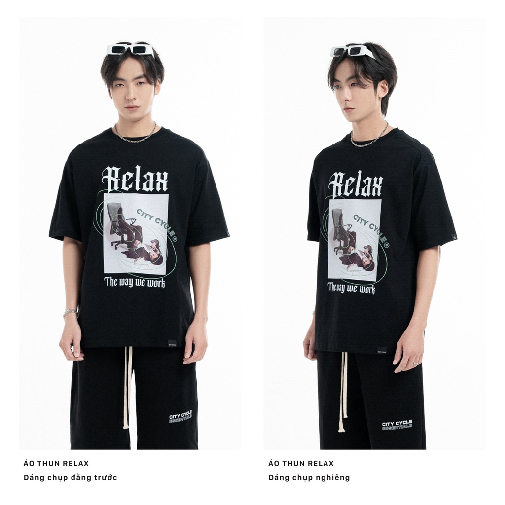 Áo thun local brand Relax City Cycle phông oversize nam nữ form rộng in hình