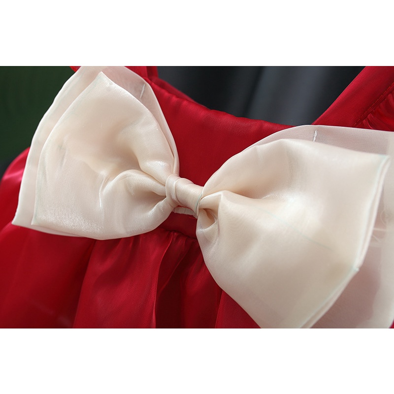 Đầm Thời Trang Mùa Hè Không Tay Màu Trơn Đính Nơ Dễ Thương Cho Bé Gái 9 Tháng - 3 Tuổi