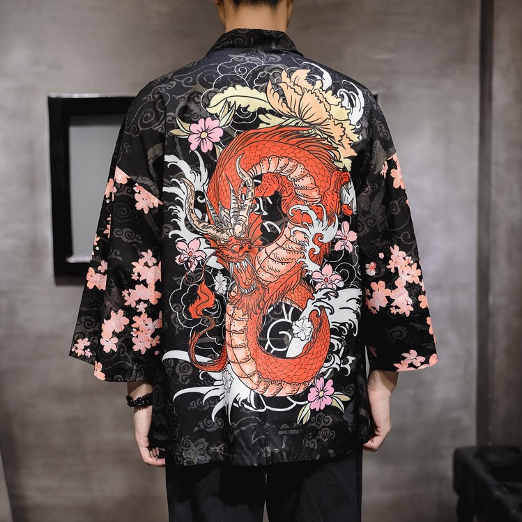 Kimono Haori Happi RỒNG phong cách Harajuku Nhật Bản Áo khoác kimono nam CUNG CẤP SỈ LẺ SỐ LƯỢNG LỚN