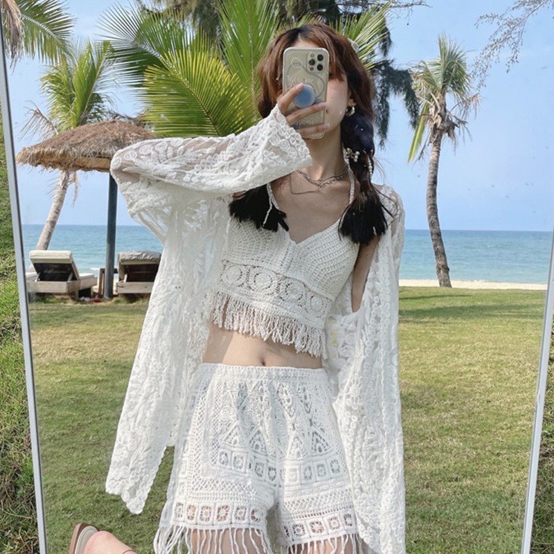 Áo bikini dệt kim có mút nâng ngực buộc lưng sang chảnh vanmiushop