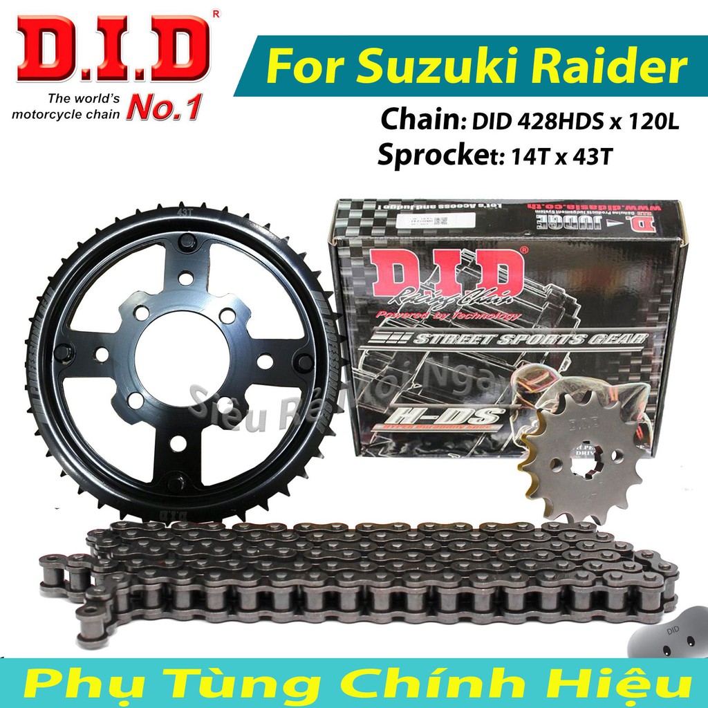Bộ Nhông sên dĩa DID Raider Có Nắp Sên DID đen 10ly Nhập Khẩu Thái Lan
