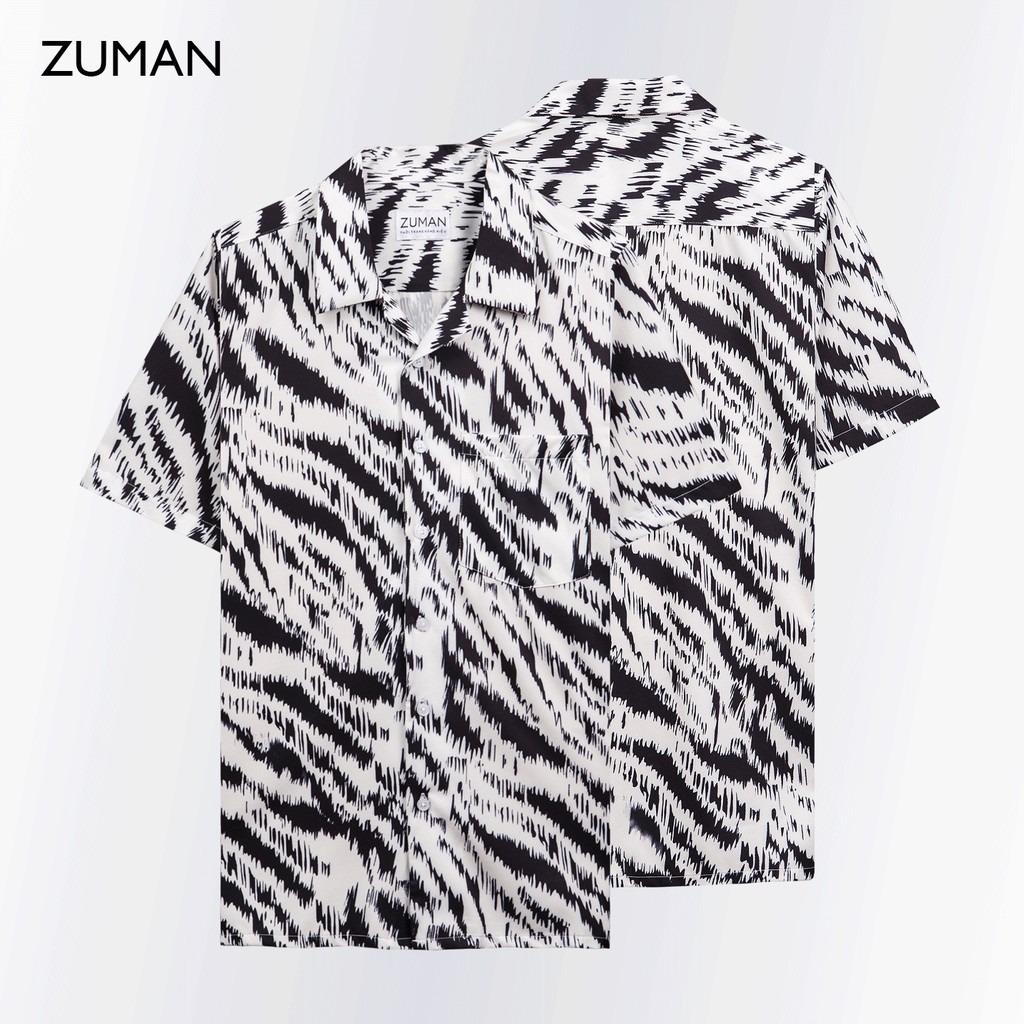 Áo sơ mi nam họa tiết tay ngắn Zebra Shirt  ASM105 ZUMAN  form suông, chất lụa chéo, thoáng mát, không nhăn | BigBuy360 - bigbuy360.vn