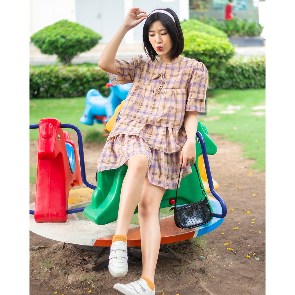 Đầm Babydoll Tầng Caro | BigBuy360 - bigbuy360.vn