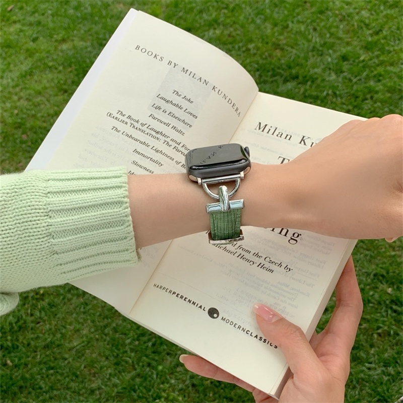 Dây Đeo Bằng Da Thanh Lịch Cho Đồng Hồ Thông Minh Apple Watch Series 7 6 5 4 3 SE 41mm 38mm 40mm 42mm 44mm 45mm