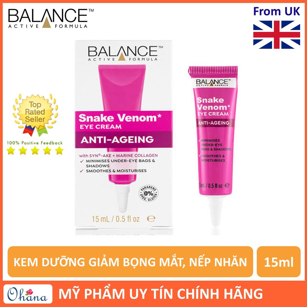 Kem Dưỡng Giảm Bọng Mắt, Nếp Nhăn Balance Active Formula Snake Venom Anti-Ageing Cream 15ml