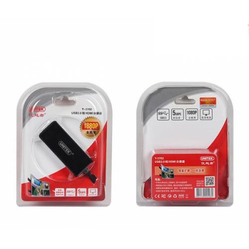 [HÀNG CHÍNH HÃNG] Cáp chuyển USB - Cáp chuyển USB 3.0 To HDMI - UNITEK Y3702