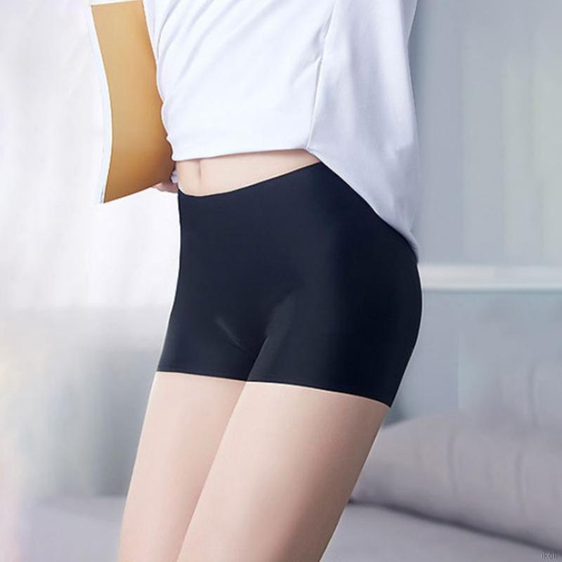 Quần Lót Boxer Vải Lụa Lạnh Không Đường May Độ Co Giãn Cao Dành Cho Nữ