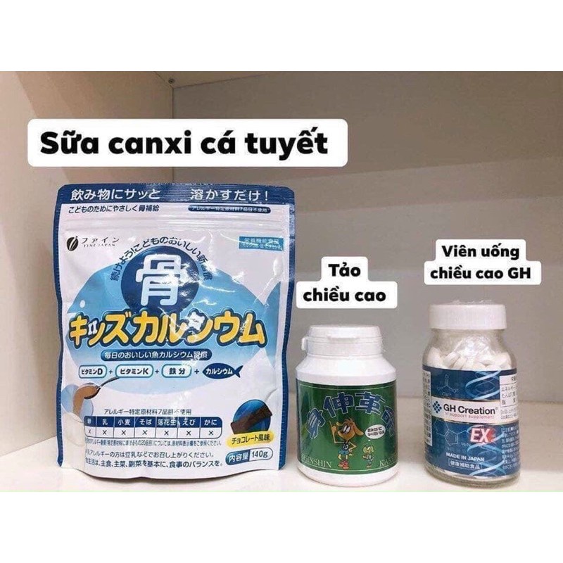 Bột canxi cá tuyết Fine Kagaku gói 140g (Bone's Calcium for Kids) của Nhật - GH creation ex tăng chiều cao hiệu quả