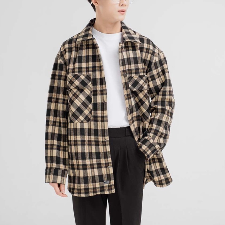 Áo khoác dạ SSSTUTTER hoạ tiết ca rô cổ điển TEXTURED PLAID JACKET